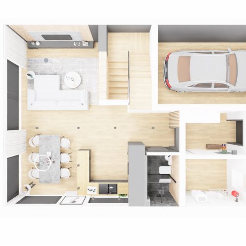 Wizualizacja nieruchomości pod klucz z lewej strony