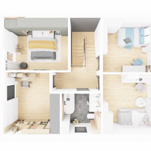 Wizualizacja nieruchomości pod klucz z prawej strony